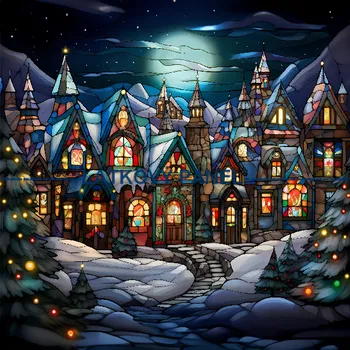 Látkový panel - Zimní městečko - ZIM-96 Velikost: 25x25cm, Materiál: Teplákovina nepočesaná