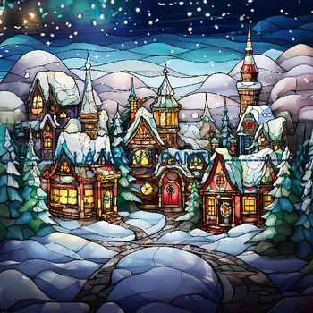 Látkový panel - Zimní městečko - ZIM-95 Velikost: 15x15cm, Materiál: Kočárkovina