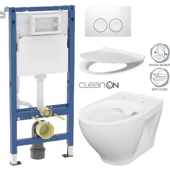 WC sada GEBERIT DuofixBasic s bílým tlačítkem DELTA21 + WC CERSANIT CLEANON MODUO + SEDÁTKO 458.103.00.2 21BI MO1