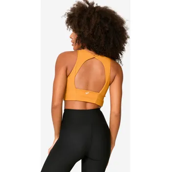 Podprsenka DECATHLON Dámská fitness podprsenka crop top středně zpevňující L KAŠTANOVÁ