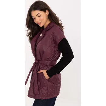 Dámská vesta Elegantní bordó prošívaná vesta s páskem IT-KZ-