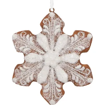 Vánoce Závěsná vánoční ozdoba perníková sněhová vločka s třpytivou polevou Bevroren IV – 9x1x10 cm