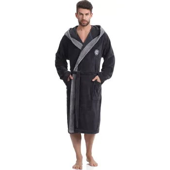 Dámské noční prádlo Pánský župan George graphite - L&L grafitová 182/XL