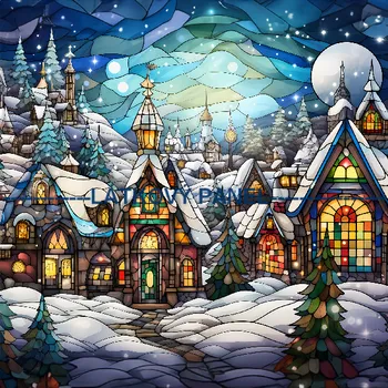 Látkový panel - Zimní městečko - ZIM-98 Velikost: 15x15cm, Materiál: Kočárkovina