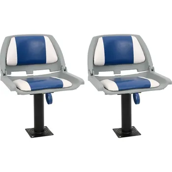 Zahradní sestava vidaXL 4dílný set skládacího sedadla bez polštáře modrobílý 48x51x41cm