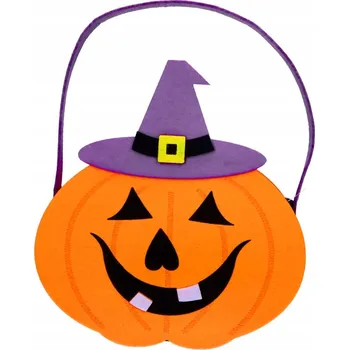 KOŠÍK Filcový košíček oranžová Dýně v Klobouku 18cm HALLOWEEN