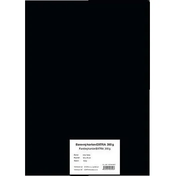 Barevný papír STEPA Barevný karton EXTRA - černý, 50x70cm, 300g (10 listů)