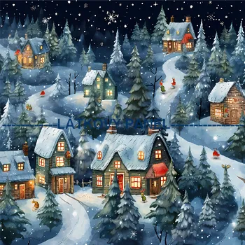 Látkový panel - Zimní městečko - ZIM-92 Velikost: 20x20cm, Materiál: Úplet