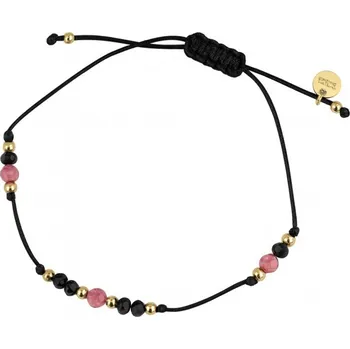 Náramek Flamenco Mystique Pozlacený náramek z chirurgické oceli 14k, černý, nastavitelný, BST1573