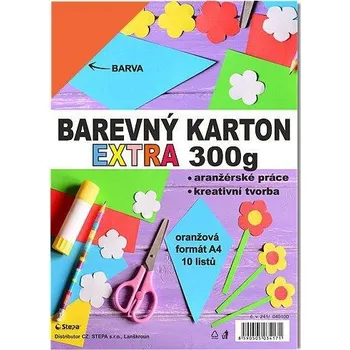 Papír STEPA Barevný karton EXTRA - oranžový, A4, 300g (10 listů)