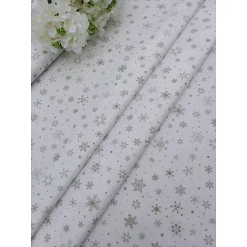 Látka 100% bavlna - béžové vločky na bílé