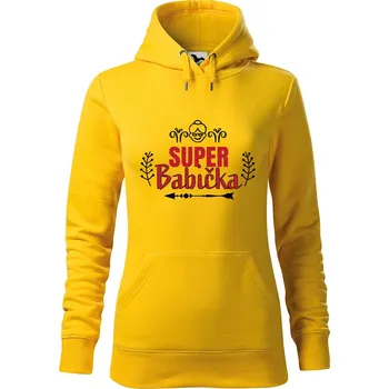 Dámská mikina DOBRÝ TRIKO Dámská mikina s potiskem Super babička Velikost dámské mikiny: XL, Barva: Žlutá