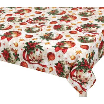 Bellatex Ubrus VÁNOCE Vánoční ozdoby Červená,Zlatá, rozměr 120x140 cm