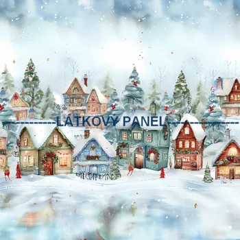 Látkový panel - Zimní městečko - ZIM-88 Velikost: 30x30cm, Materiál: Bavlna