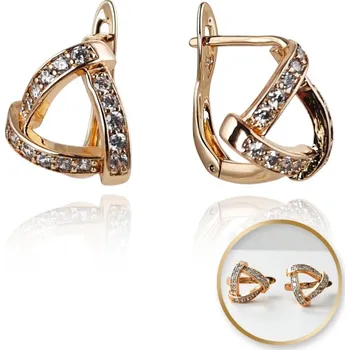 Náušnice Flamenco Mystique Pozlacené náušnice z nerezové oceli 14k se zirkonií KST1217