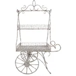 Velký bílý stojan na květiny ve stylu vintage vozíku s patinou – 131x79x220 cm + doprava zdarma
