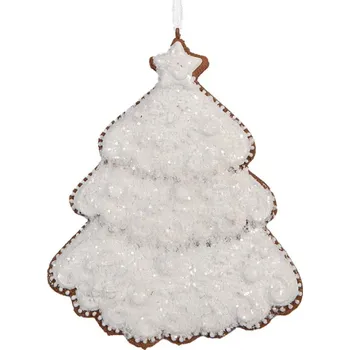Vánoční ozdoba Závěsná vánoční ozdoba perníkový stromeček s třpytivou polevou Bevroren V – 9x1x10 cm