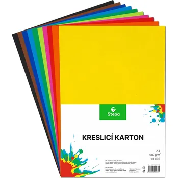 STEPA Kreslicí karton - mix 10 barev, A4, 180g (10 listů)