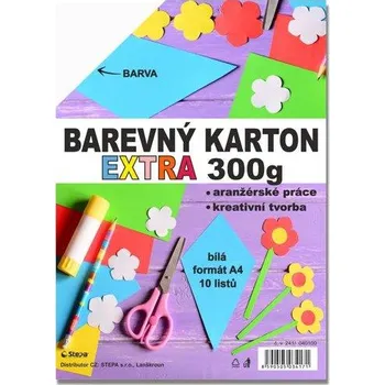 Barevný papír STEPA Barevný karton EXTRA - bílý, A4, 300g (10 listů)