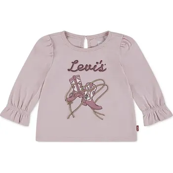 Dětské bavlněné tričko s dlouhým rukávem Levi's LS KNOT FRONT KNIT TOP 1EN568 růžová 03X, vel. 62