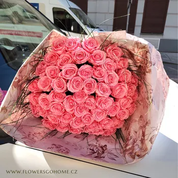 umělá květina SMERALDINO Stabilizovaná růže kytice Light Pink