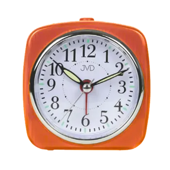 Budík JVD Oranžový tichý ručkový budík s plynulým chodem a podsvícením JVD SRP7503.4