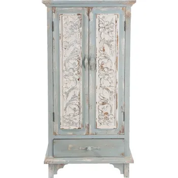 Knihovna Modrá vintage skříň s patinou Maaike – 67x38x143 cm + doprava zdarma