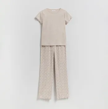 Dámský kabát Reserved - Žebrované dvoudílné pyžamo - tělová - 080EY-02X - 080EY-02X-XXL