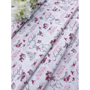 dovoz EU dekorační látka - vánoční motivy Merry Christmas béžová 1.399999976158142 m