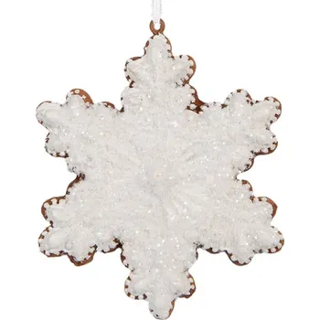 Vánoční ozdoba Závěsná vánoční ozdoba perníková sněhová vločka s třpytivou polevou Bevroren VIII – 9x1x10 cm