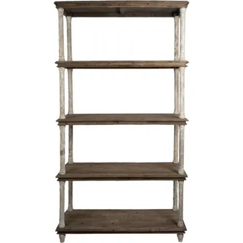 Knihovna Hnědo-bílá dřevěná knihovna se 4 patry Sven – 110x40x210 cm + doprava zdarma