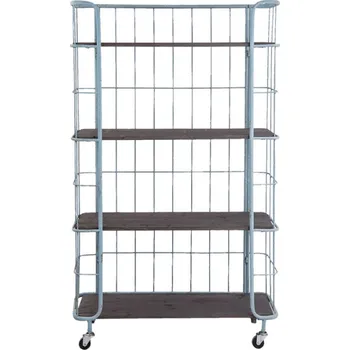 Knihovna Tyrkysový kuchyňský vozík / polička na kolečkách – 122x36x74 cm + doprava zdarma