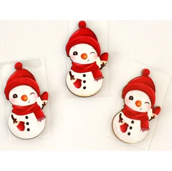 Vánoční dekorace Dřevěná dekorace - Sněhuláček se samolepkou