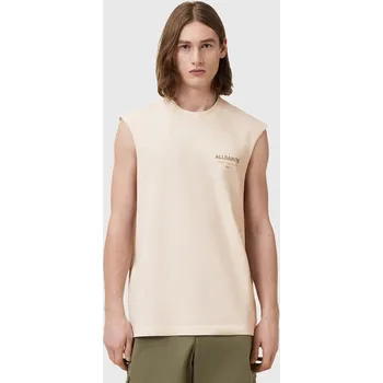 Bavlněný top AllSaints UNDERGROUND béžová barva, M038PC 01X, vel. XXL