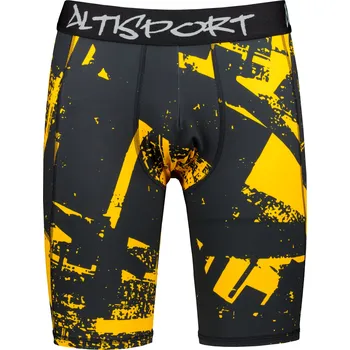 Dámská móda Pánské sportovní legíny nad kolena premium ALTISPORT VOJ/ALM079LEG02 ČERNOŽLUTÁ S