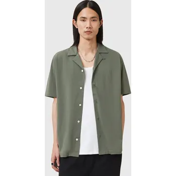 Pánská košile Bavlněná košile AllSaints HUDSON pánská, bílá barva, relaxed, M081SA 78X, vel. XXL