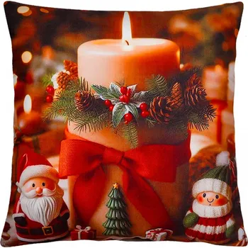 Polštář Vánoční polštář CANDLE IN RED 40x40 cm Mybesthome Varianta: Povlak na polštář, 40x40 cm