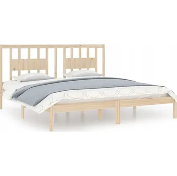 Postel Dřevěný Rám postele 200x200 cm, borovice, přírodní, s čelem