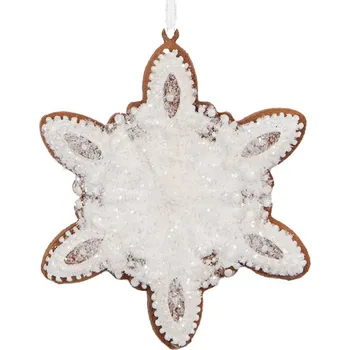 Vánoce Závěsná vánoční ozdoba perníková sněhová vločka s třpytivou polevou Bevroren V – 9x1x10 cm