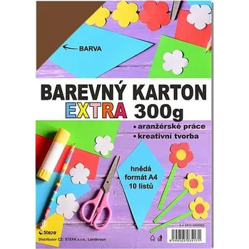 Barevný papír STEPA Barevný karton EXTRA - hnědý, A4, 300g (10 listů)