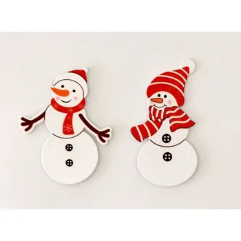 Vánoční dekorace Dřevěná dekorace - Sněhulák se samolepkou - vzor B