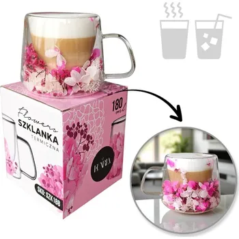 Sklenice Flamenco Mystique Termoska s hortenzií a růží 180 ml 1 ks - designová termoska 188 SZK