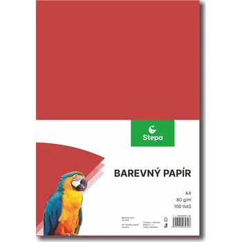 Barevný papír STEPA Barevný papír - červený, A4, 80g (100 listů)