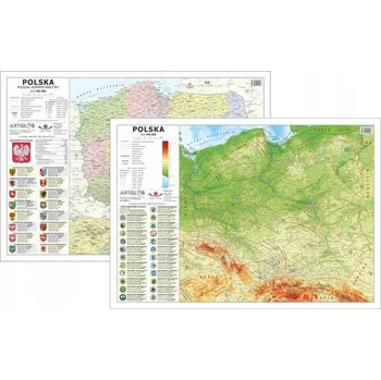 Polska 1:1 700 000. Laminowana, dwustronna podkładka / mapa podręczna. Fizyczna/administracyjna Kolektiv autorů