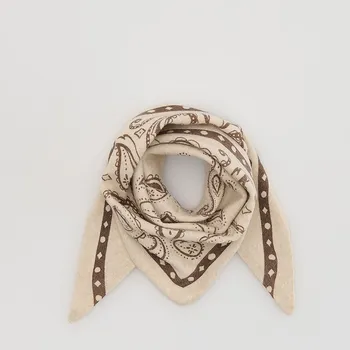 Čepice Reserved - Vzorovaný šál s příměsí vlny - pšeničná - 753FD-12X - 753FD-12X-ONE