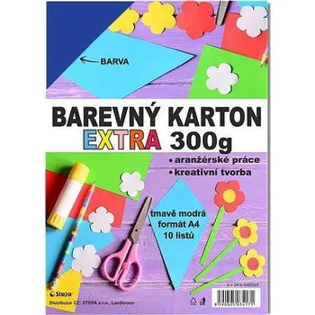 Papír STEPA Barevný karton EXTRA - tmavě modrý, A4, 300g (10 listů)