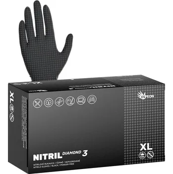 Pracovní rukavice ESPEON Nitrilové rukavice NITRIL DIAMOND3 100 ks, nepudrované, černé, 8.0 g Velikost: XL