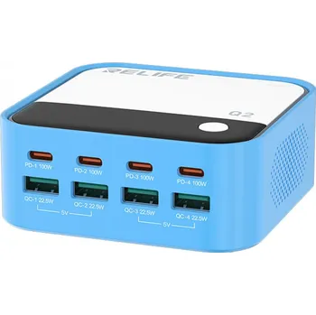 Relife Q2 GaN rychlonabíječka 120 W s 8 porty a RGB podsvícením