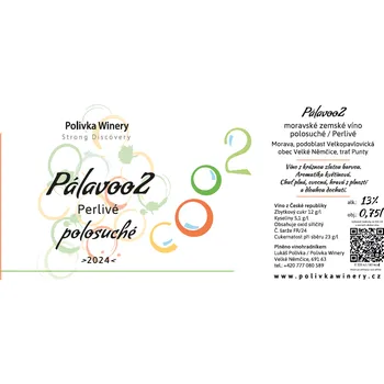 Pálavoo2 2024, moravské zemské víno - perlivé, Polivka Winery, polosuché