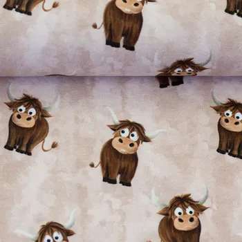 Teplákovina Krávy béžová (E) (Kvalitní teplákovina z Německa Limitka)